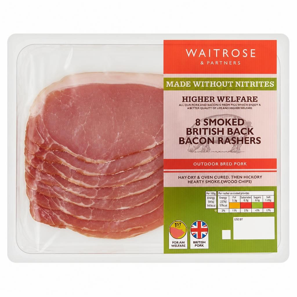 Waitrose 8 Made Without Nitrite Smoked Back Bacon Rashers