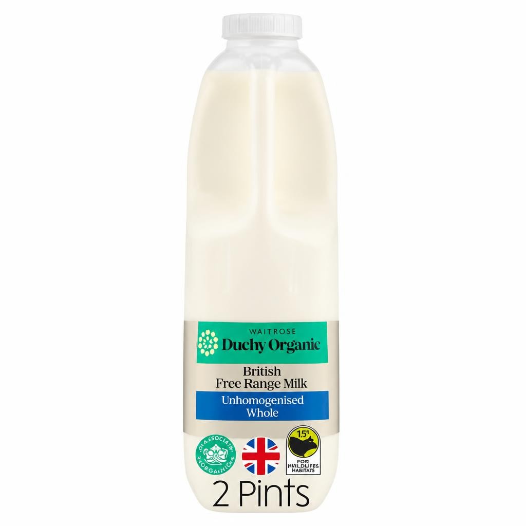 Duchy Organic Unhomogenised Whole Milk 2 Pints