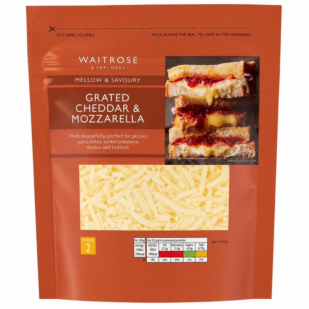 Waitrose Grated Cheddar & Mozzarella Cheese Strength 2