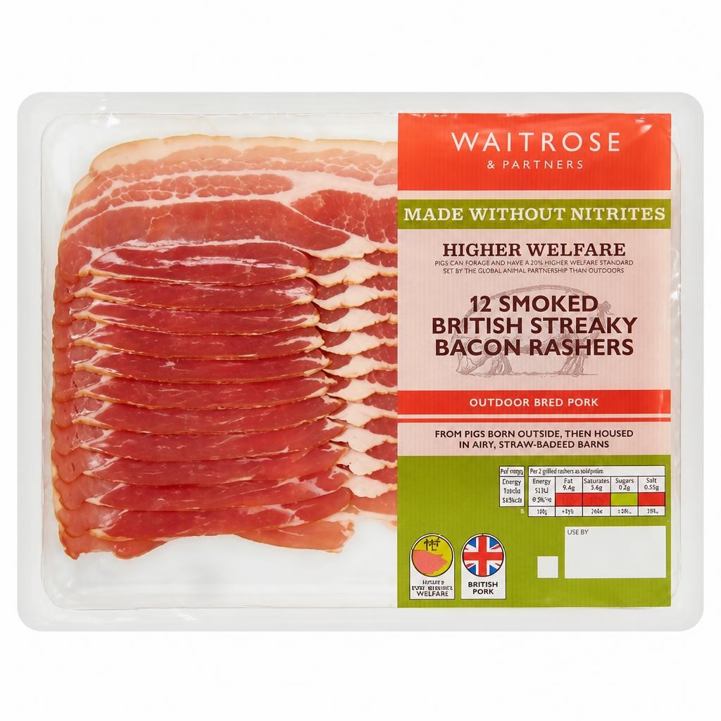 Waitrose 12 Made Without Nitrite Smoked Streaky Bacon Rashers