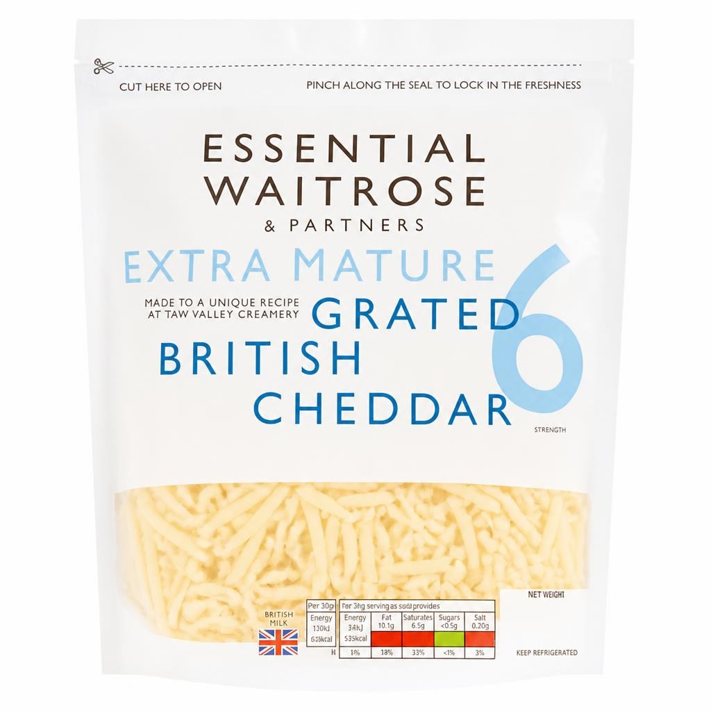 Essential Extra Mature Grated Cheddar Cheese Strength 6