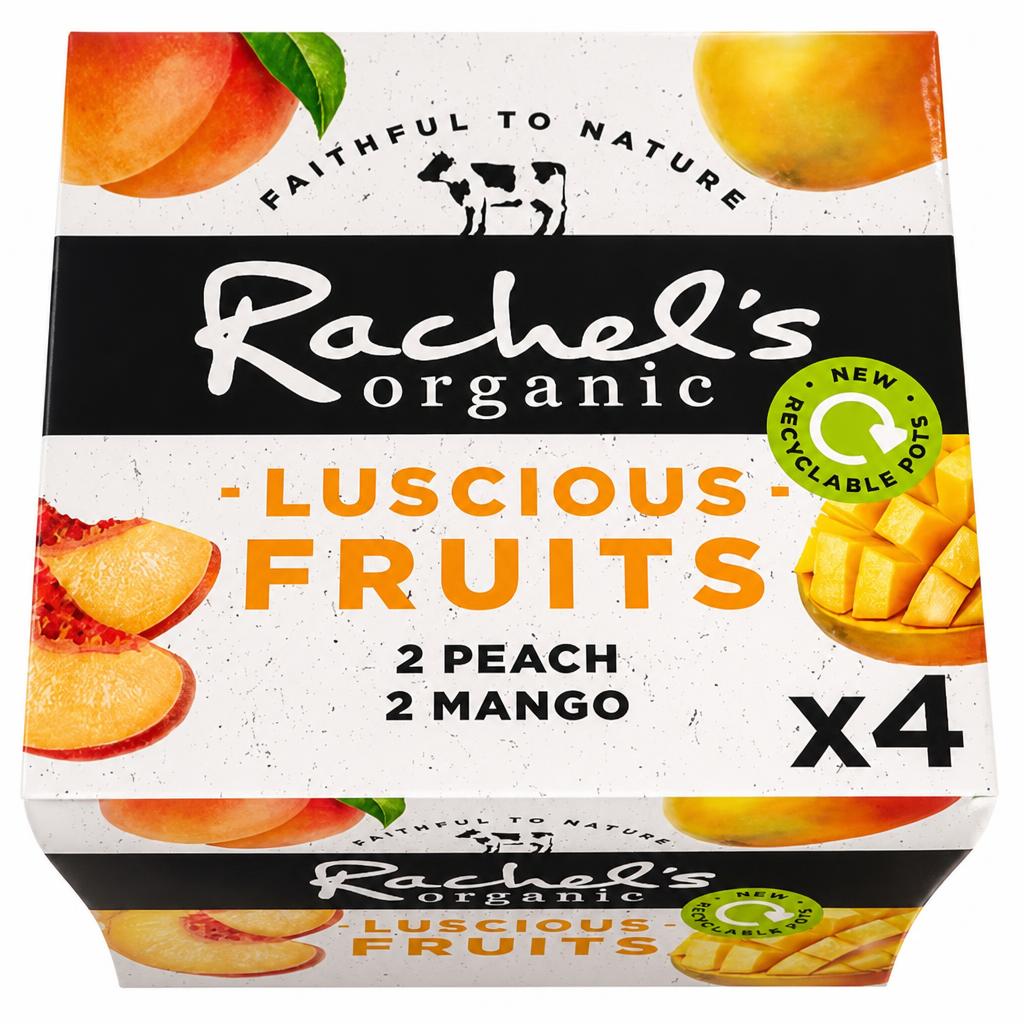 Rachels Dairy Luscious Fruits Peach & Mango Organic Yogurts