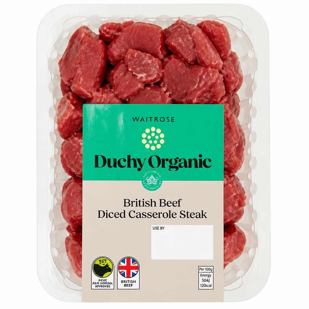 Duchy Organic British Beef Diced Casserole Steak