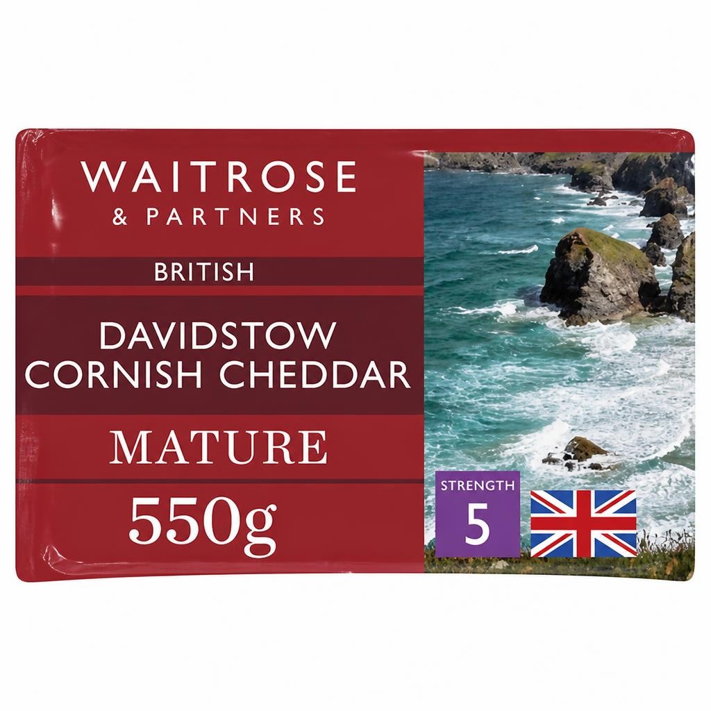 Waitrose Davidstow Cornish Mature Cheddar Cheese Strength 5 Large