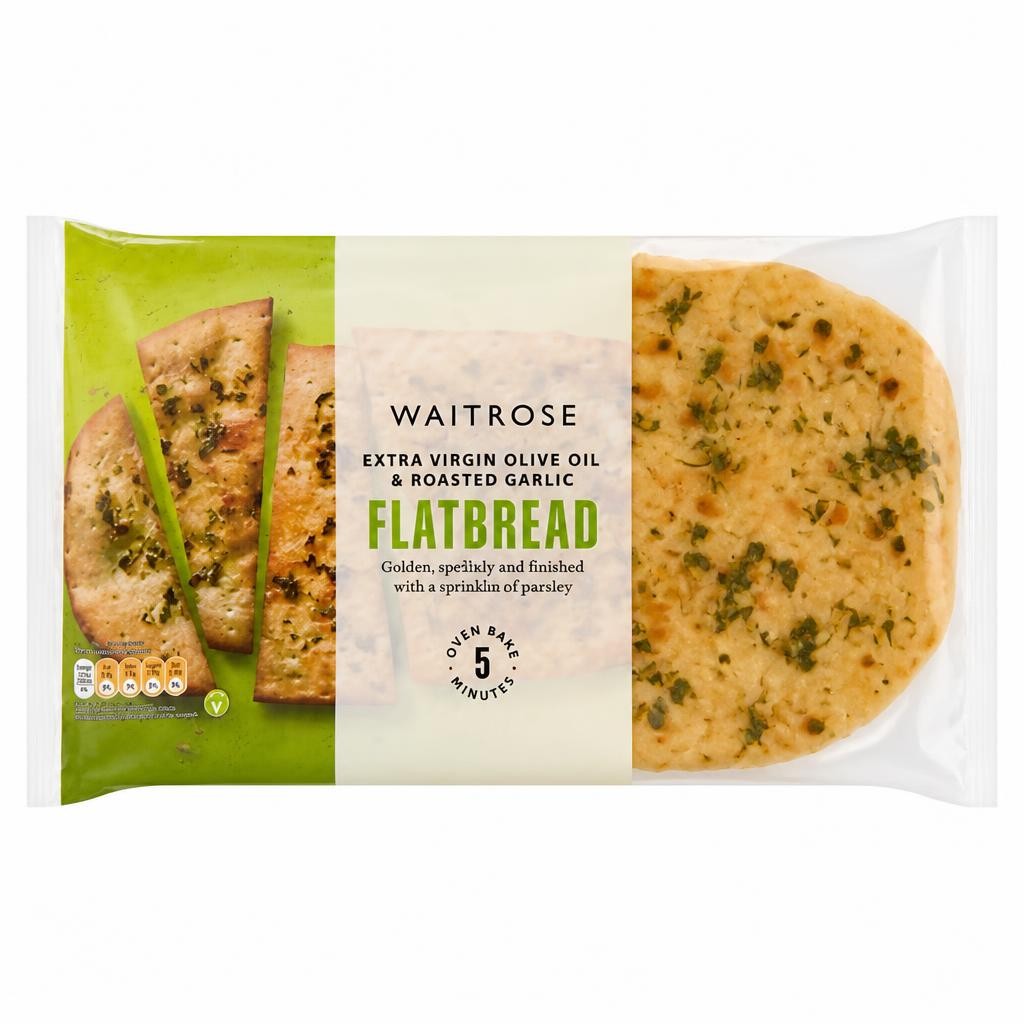 Waitrose Extra Virgin Olive Oil & Roasted Garlic Flatbread