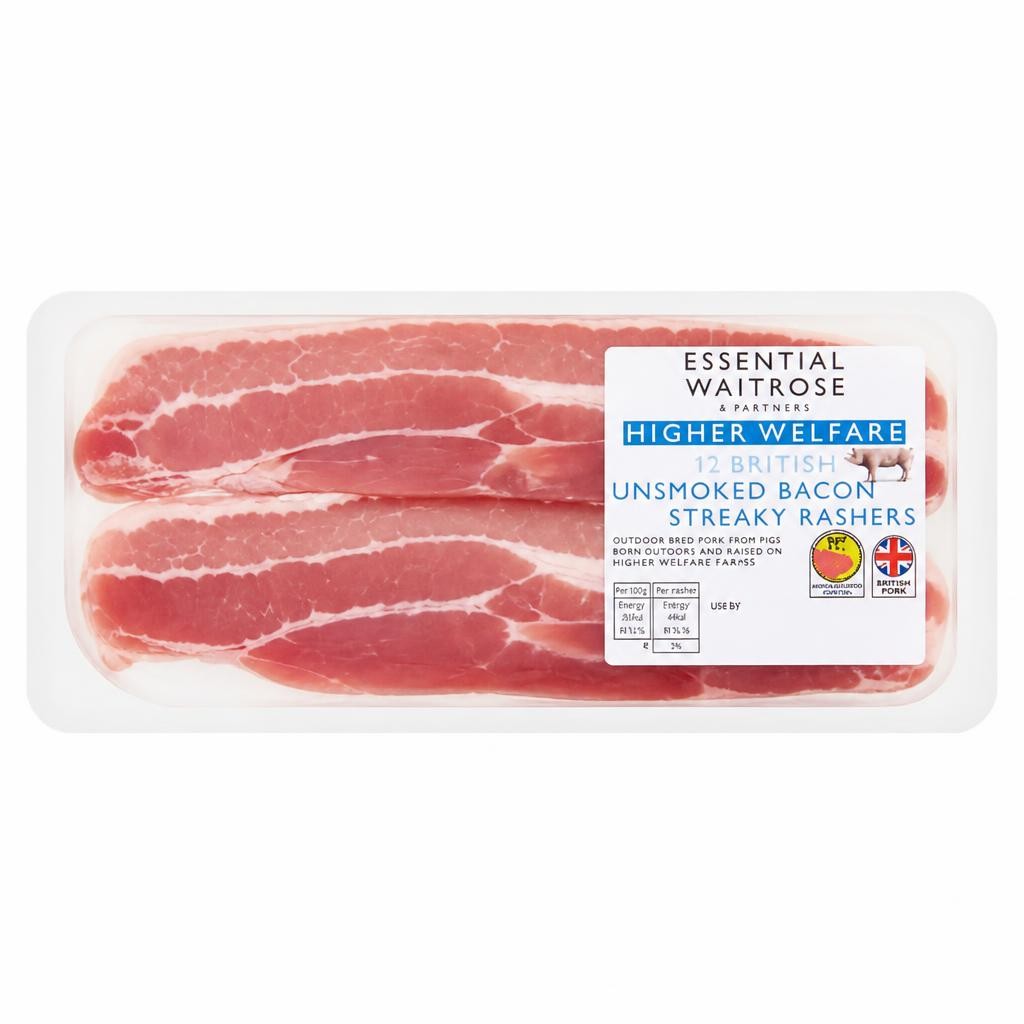 Essential 12 Unsmoked Streaky Bacon Rashers