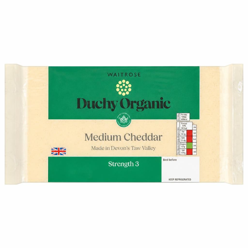 Duchy Organic Medium Cheddar Cheese Strength 3