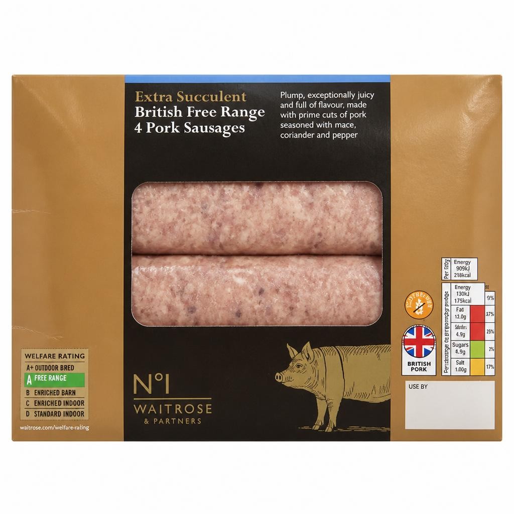 No.1 British Free Range 4 Pork Sausages