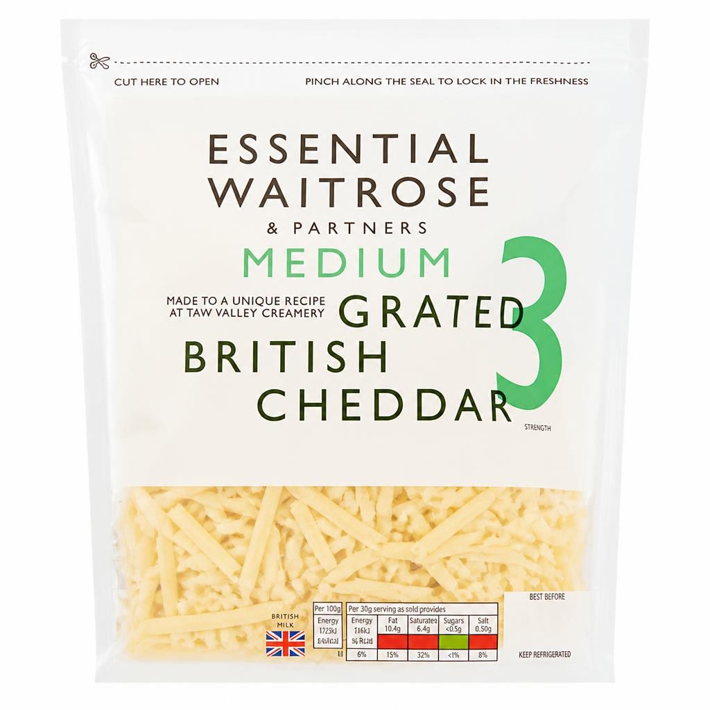 Essential Medium Grated Cheddar Cheese Strength 3