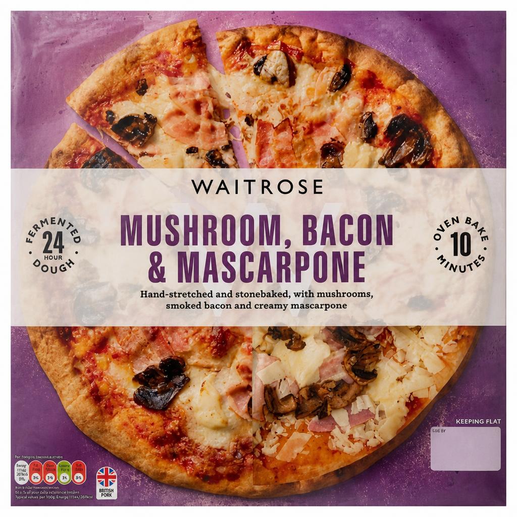 Waitrose Stonebaked Mushroom, Bacon & Mascarpone Pizza