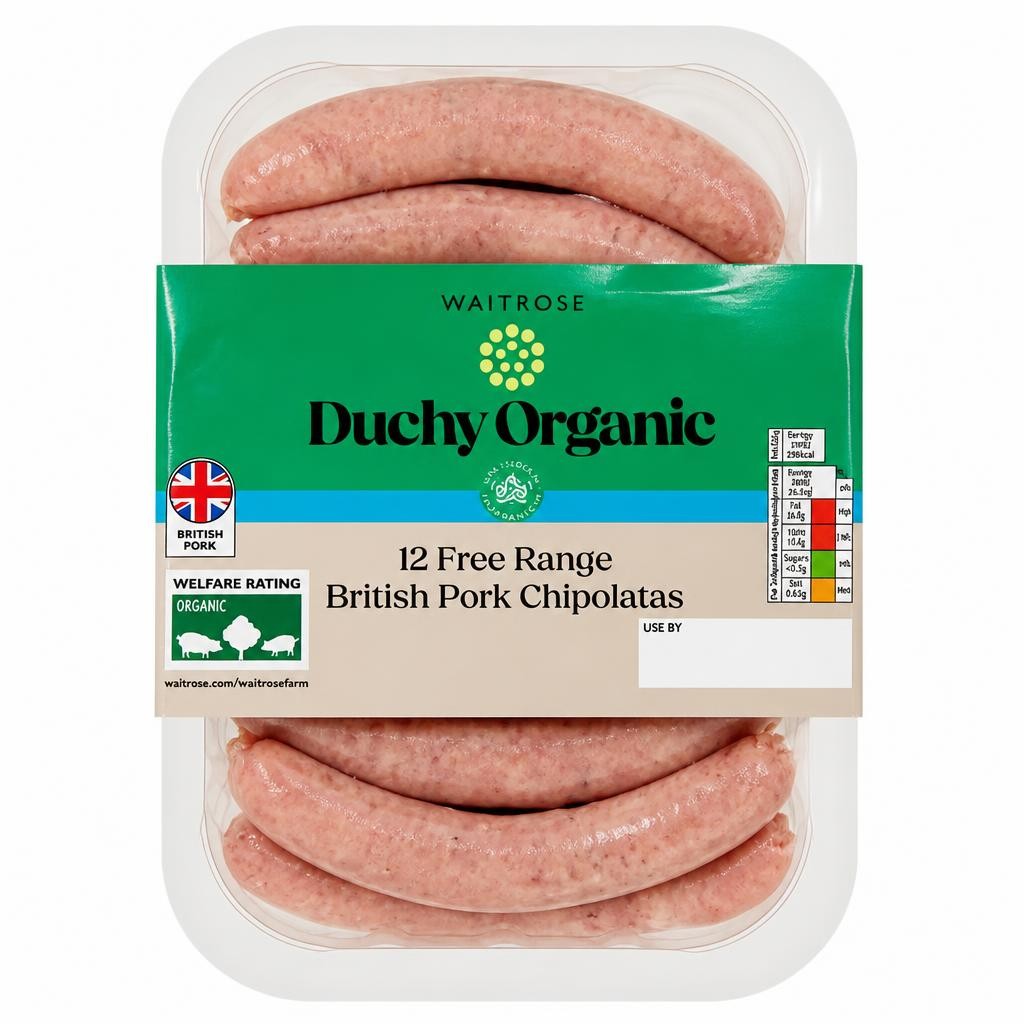 Duchy Organic 12 British Pork Chipolatas