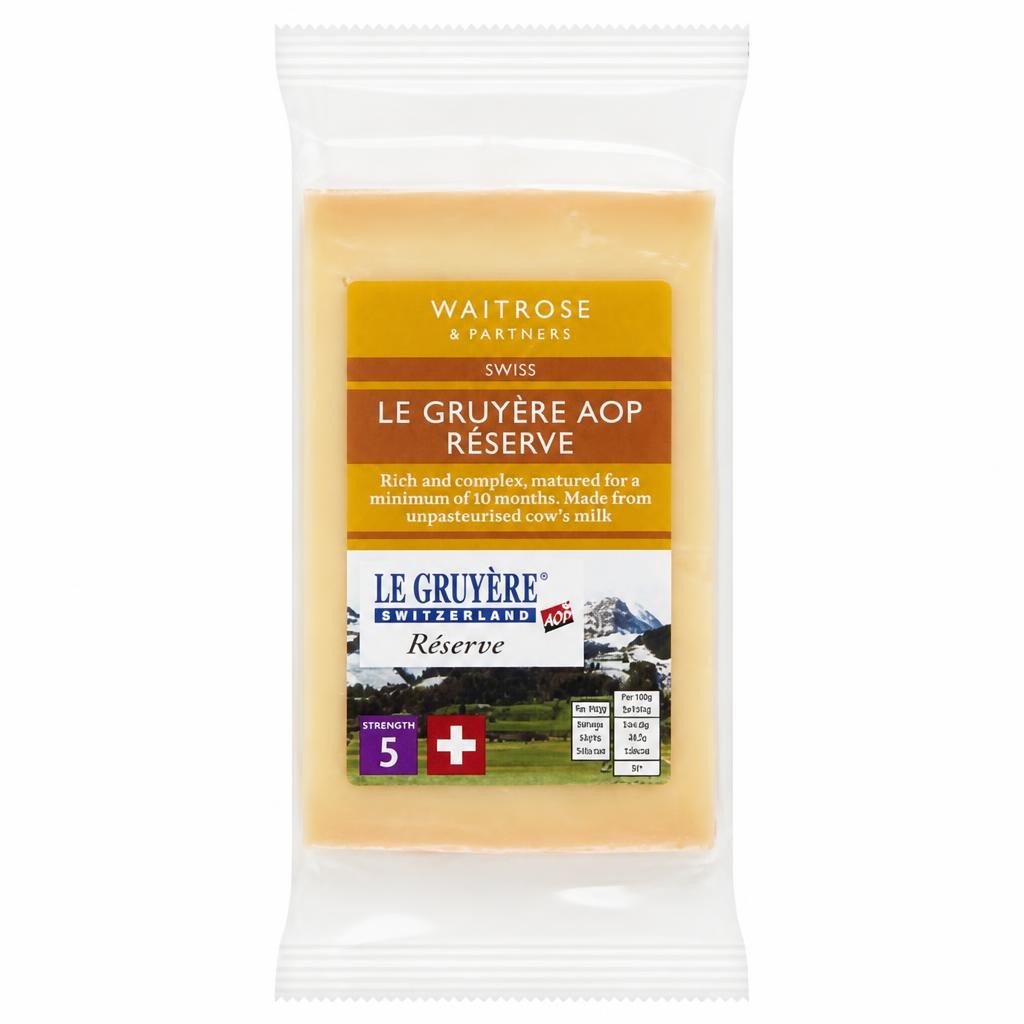 Waitrose Swiss Le Gruyere Reserve AOP Gruyere Cheese Strength 5