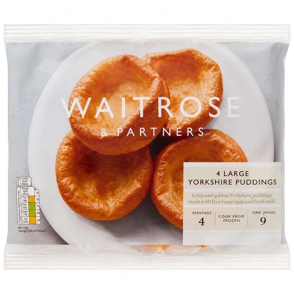 Waitrose Frozen 4 Large Yorkshire Puddings