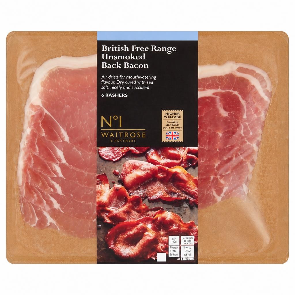 No.1 6 Free Range Unsmoked Dry Cured Back Bacon Rashers