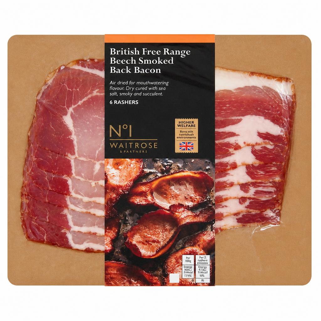 No.1 6 Free Range Beech Smoked Dry Cured Back Bacon Rashers