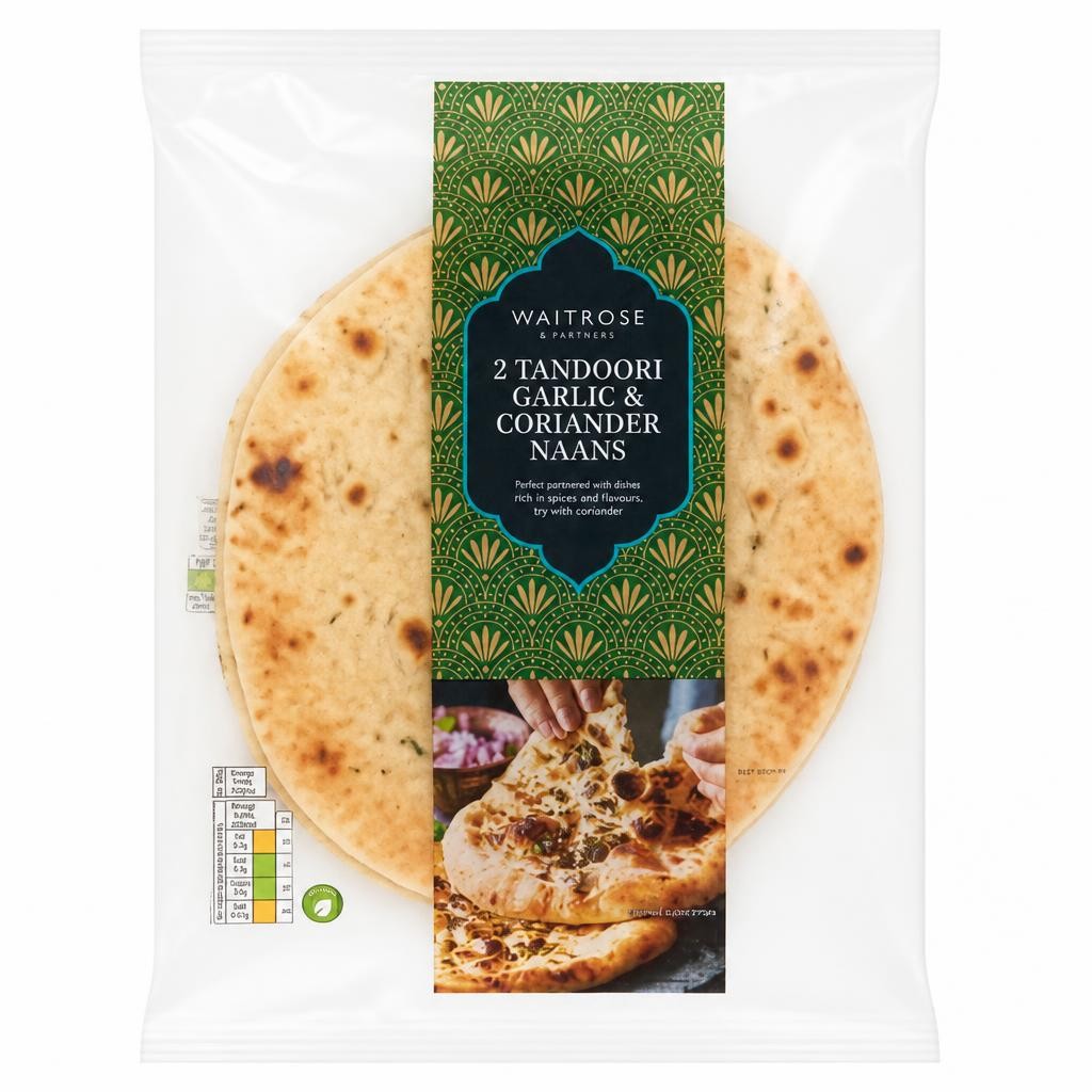Waitrose 2 Tandoori Garlic & Coriander Naans