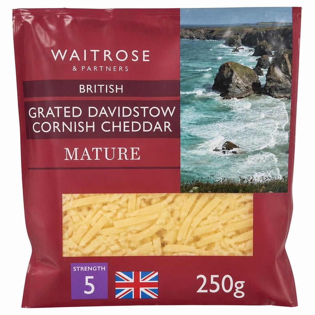 Waitrose Davidstow Cornish Mature Grated Cheddar Cheese Strength 5
