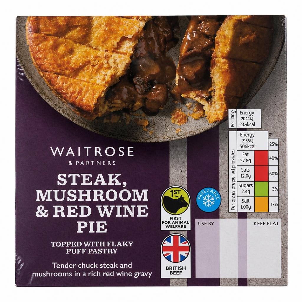 Waitrose Steak, Mushroom & Red Wine Pie