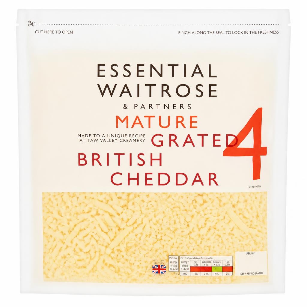 Essential Mature Grated Cheddar Cheese Strength 4 Large