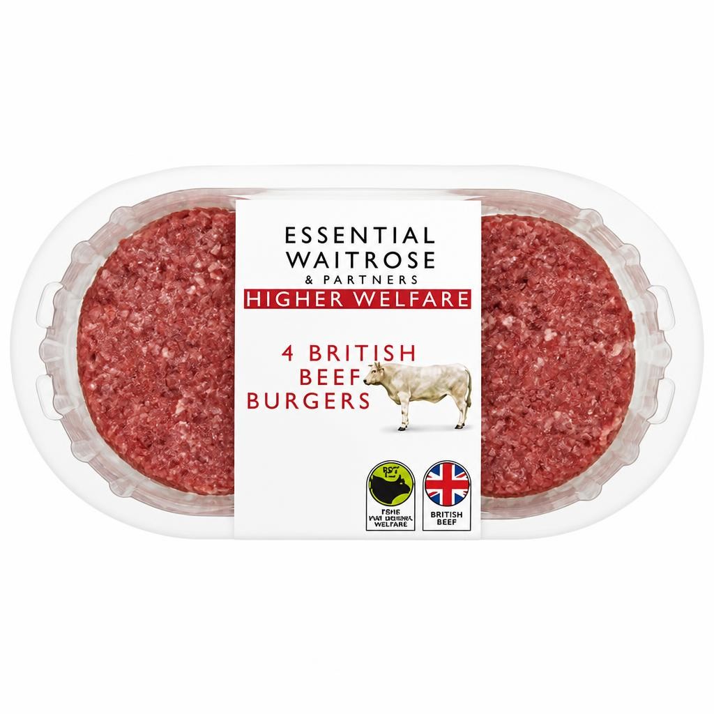 Essential 4 British Beef Quarterpounder Burgers