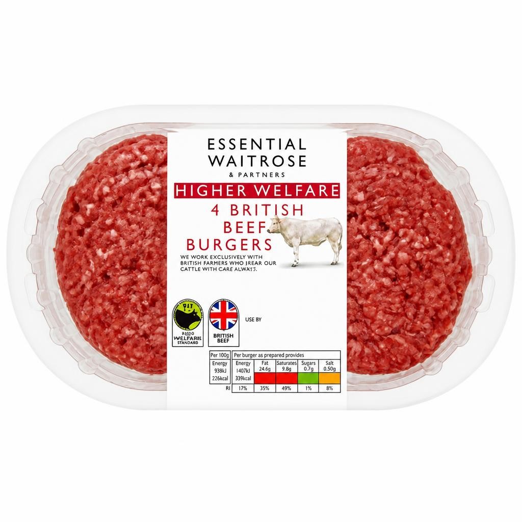 Essential 4 British Beef Quarterpounder Burgers