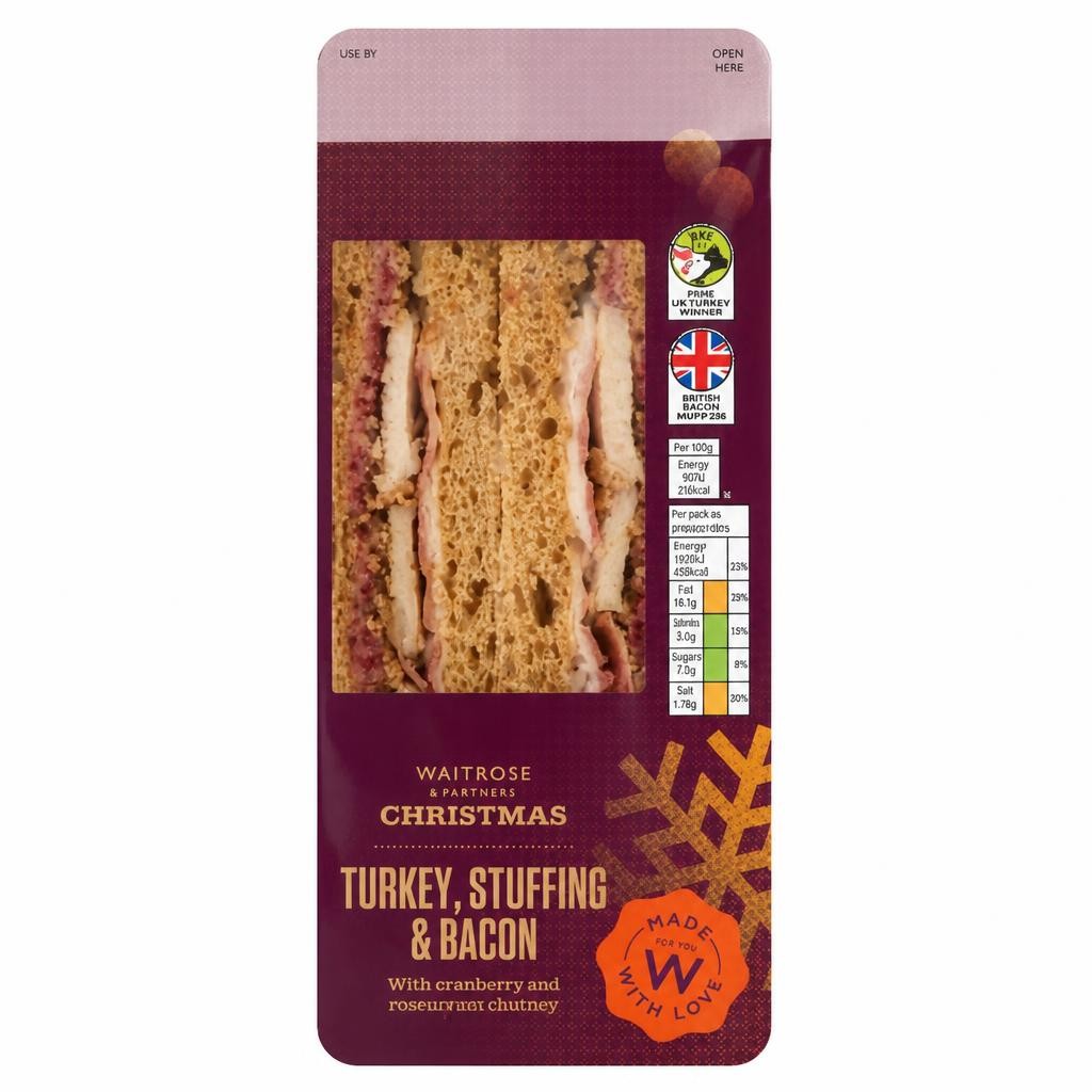 Waitrose Christmas Turkey, Stuffing & Bacon Sandwich