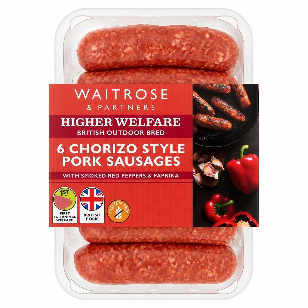 Waitrose 6 Chorizo Style Pork Sausages