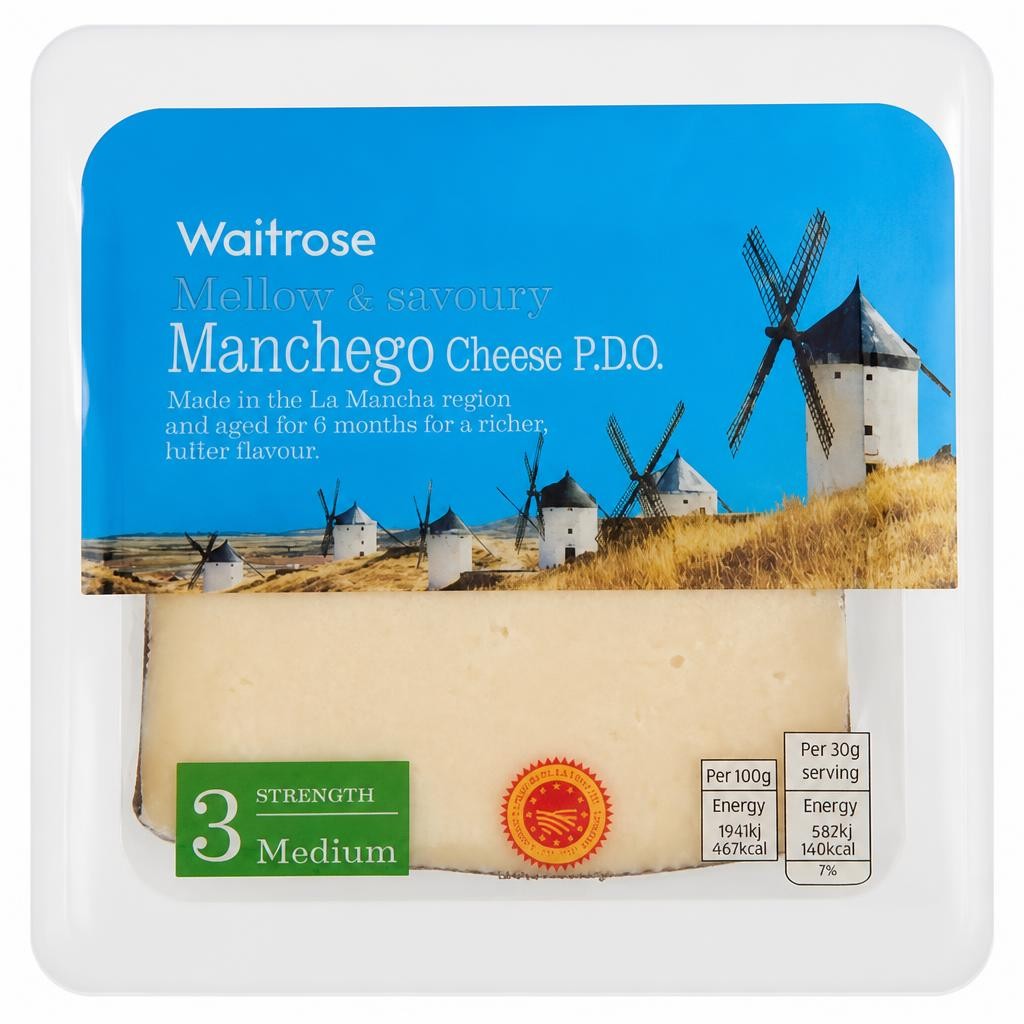 Waitrose Spanish Manchego Cheese DOP Strength 3