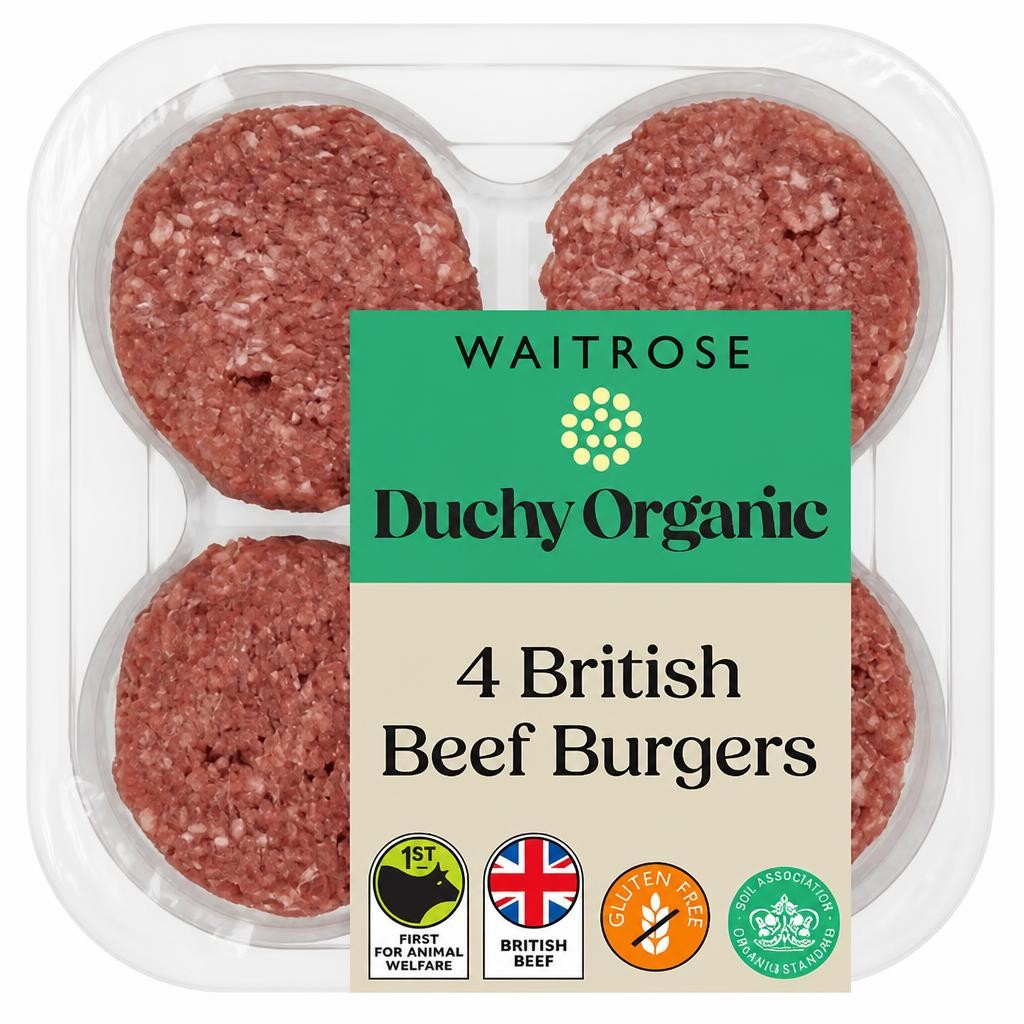 Duchy Organic British Beef 4 Burgers