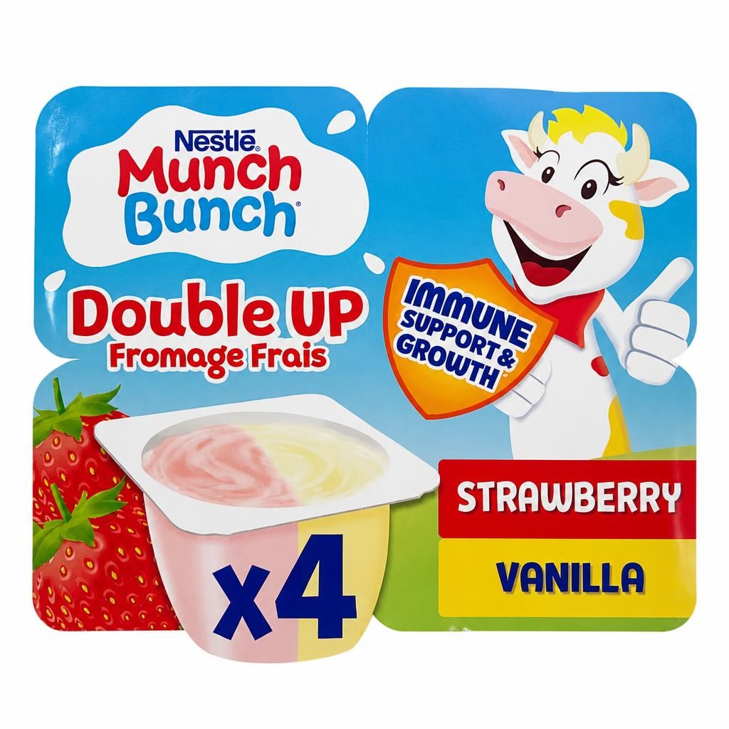 Munch Bunch Double Up Fromage Frais Strawberry & Vanilla Kids Yogurts