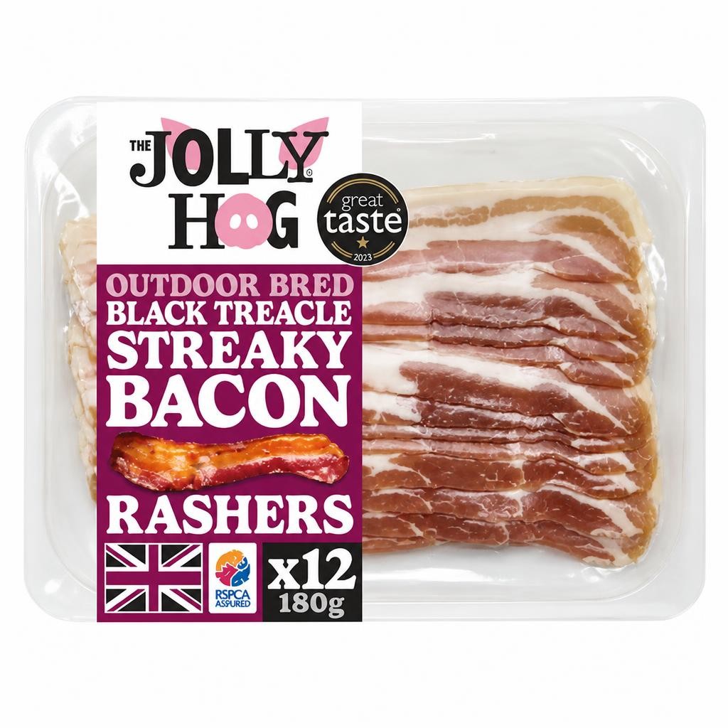 The Jolly Hog Black Treacle Smoked Streaky Bacon Rashers