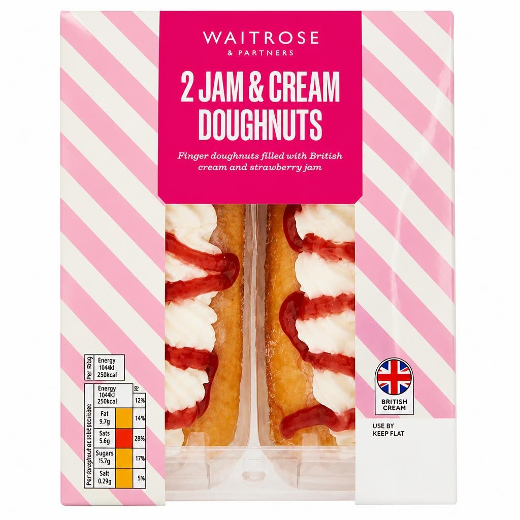 Waitrose 2 Jam & Cream Doughnuts
