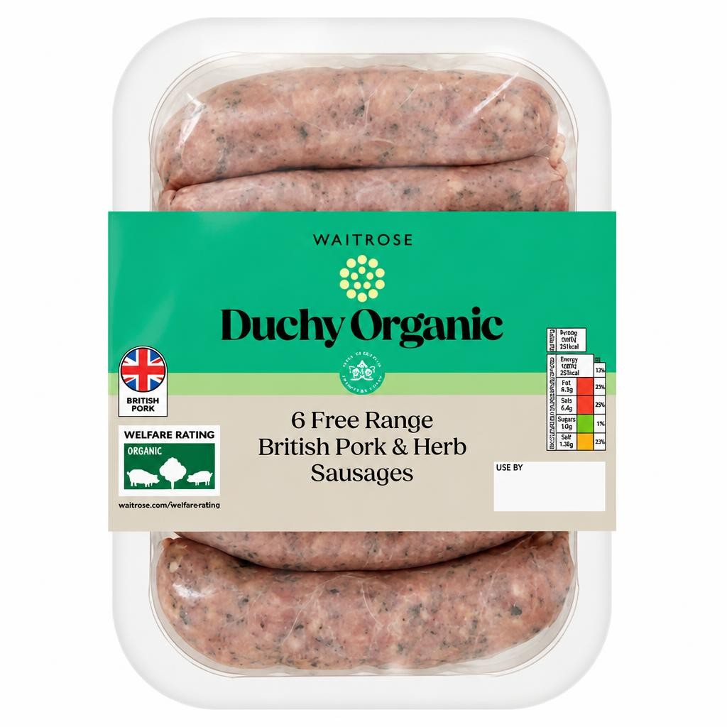 Duchy Organic 6 British Pork Sausages with Herbs