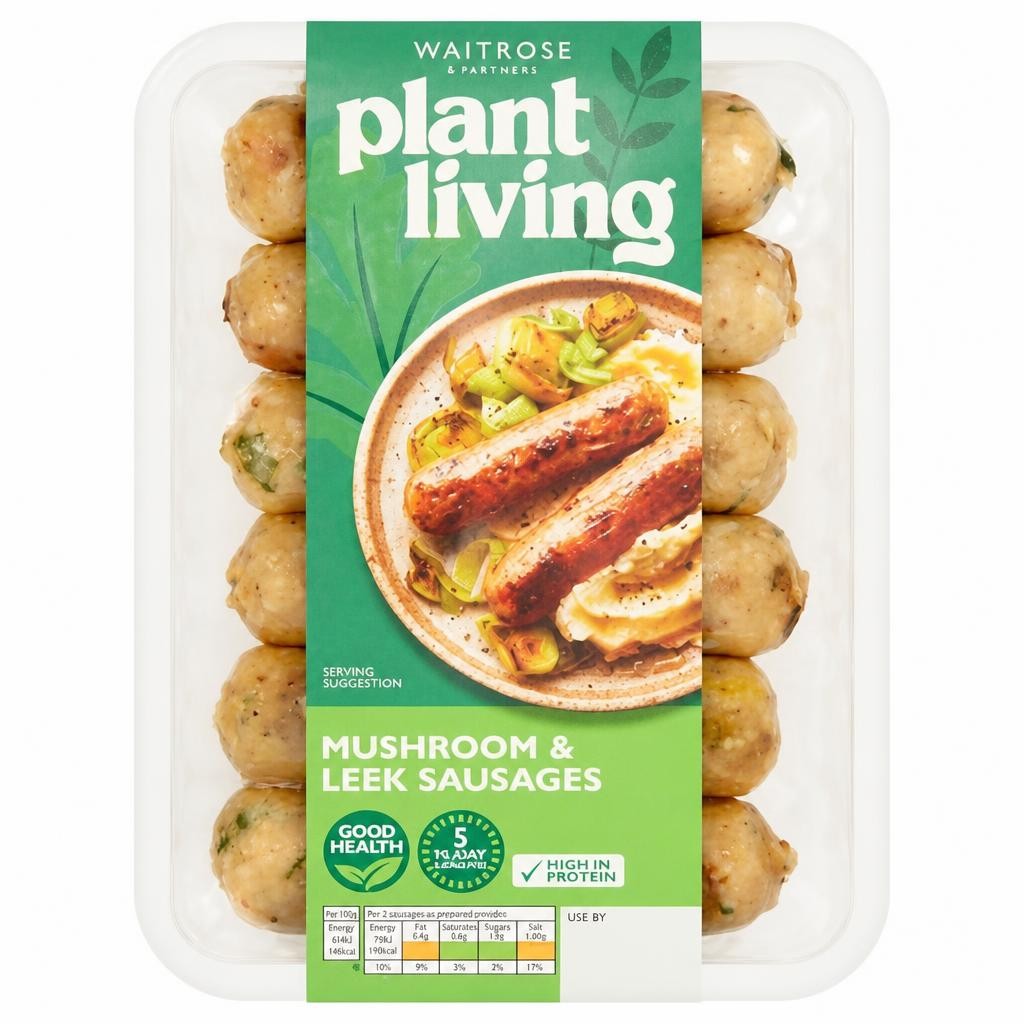 PlantLiving: Mushroom & Leek Sausages