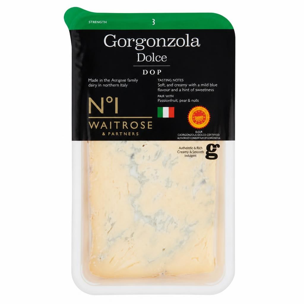 Waitrose Italian Gorgonzola Dolce DOP Blue Cheese Strength 3