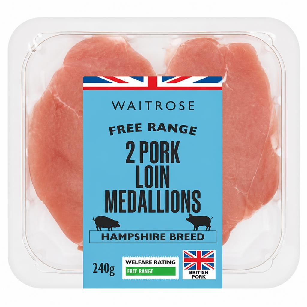 Waitrose Free Range British Pork Hampshire Breed 2 Loin Medallions