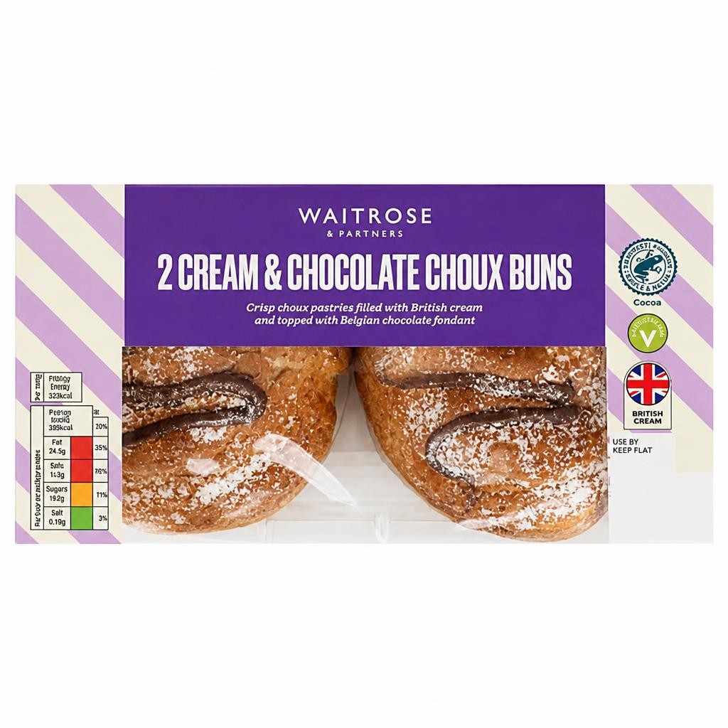 Waitrose 2 Cream & Chocolate Choux Buns