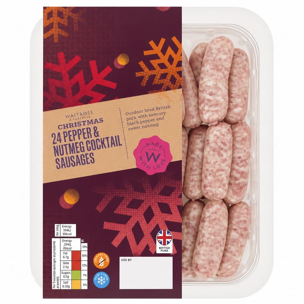 Waitrose 24 Pepper & Nutmeg Cocktail Sausages