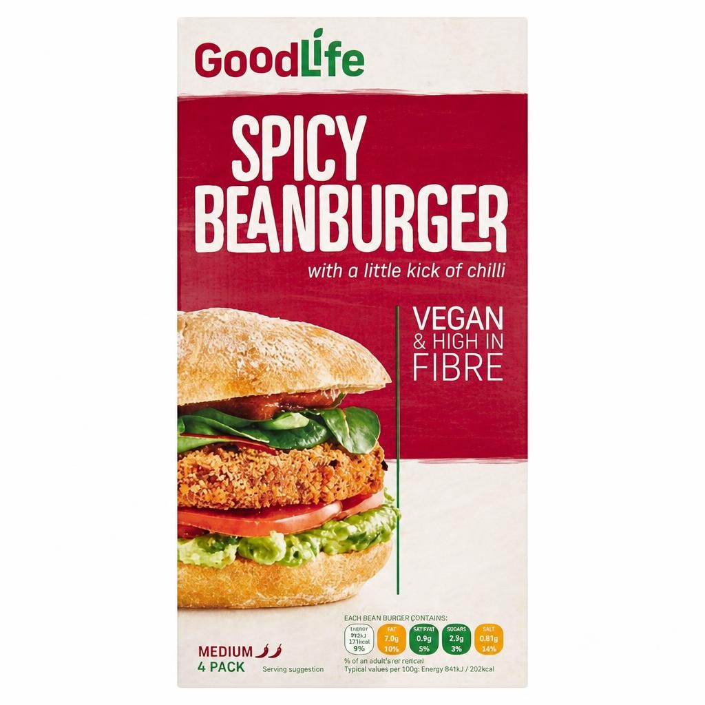 GoodLife Frozen Vegan Spicy Bean Burgers