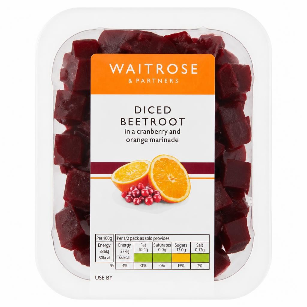 Waitrose Orange & Cranberry Diced Beetroot
