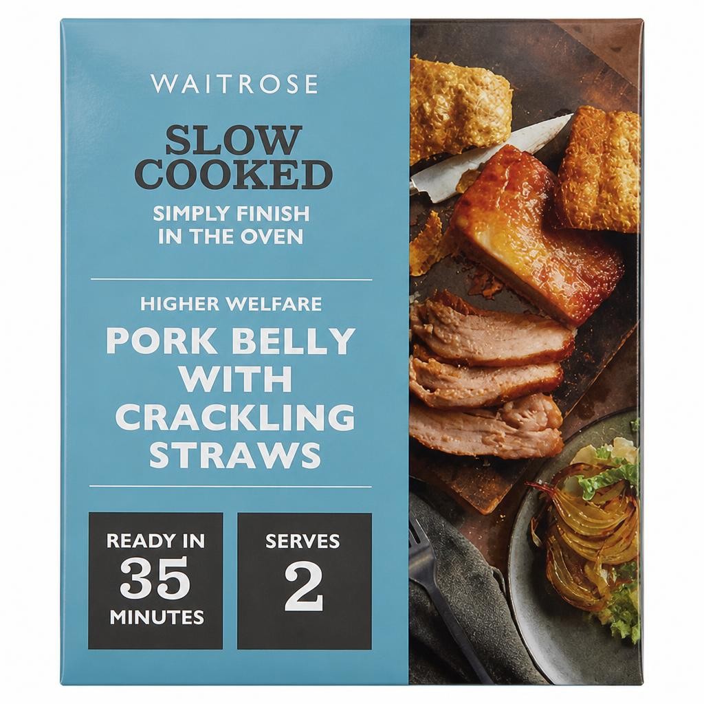 Waitrose Slow Cooked Pork Belly with Crackling Straws