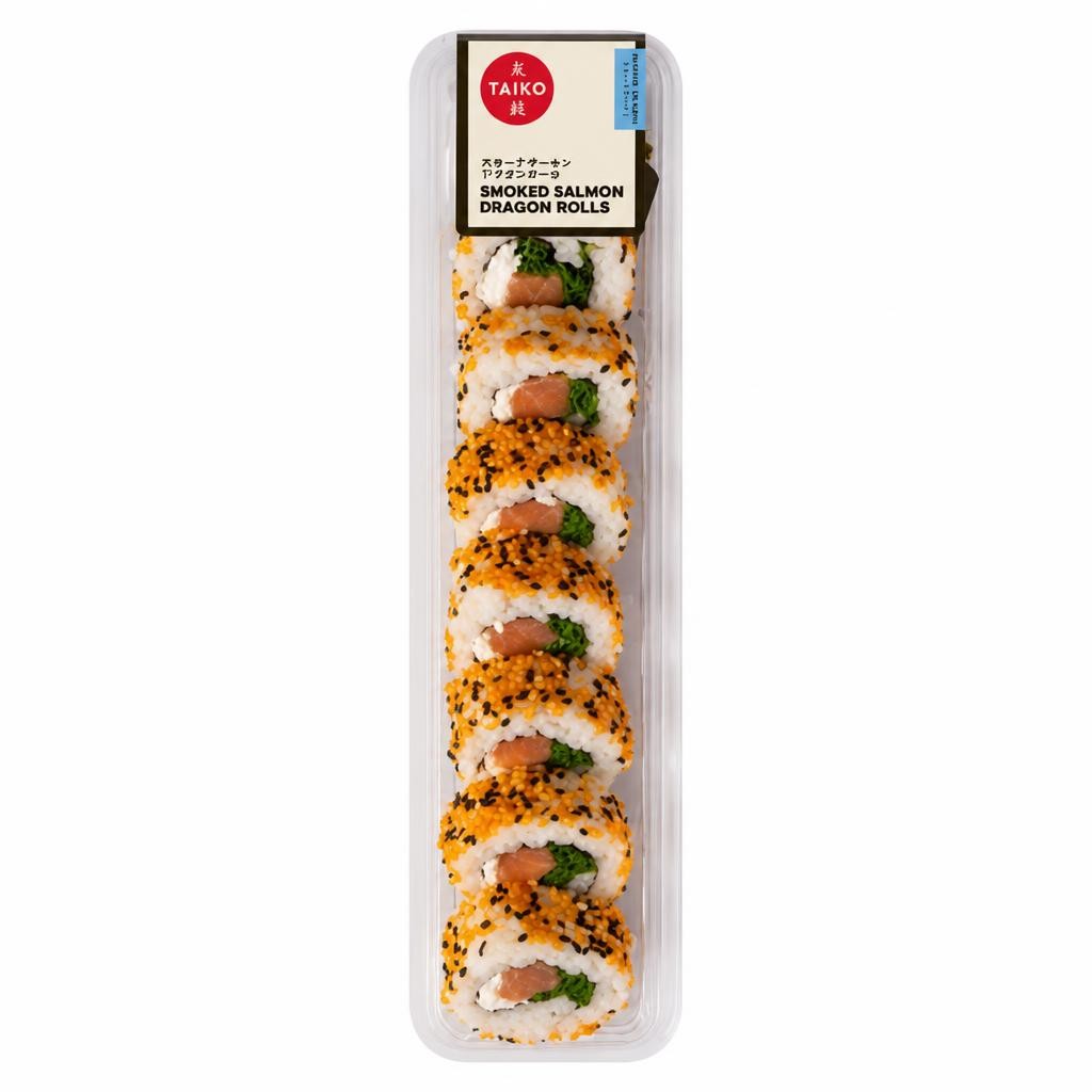 Taiko Smoked Salmon Dragon Rolls