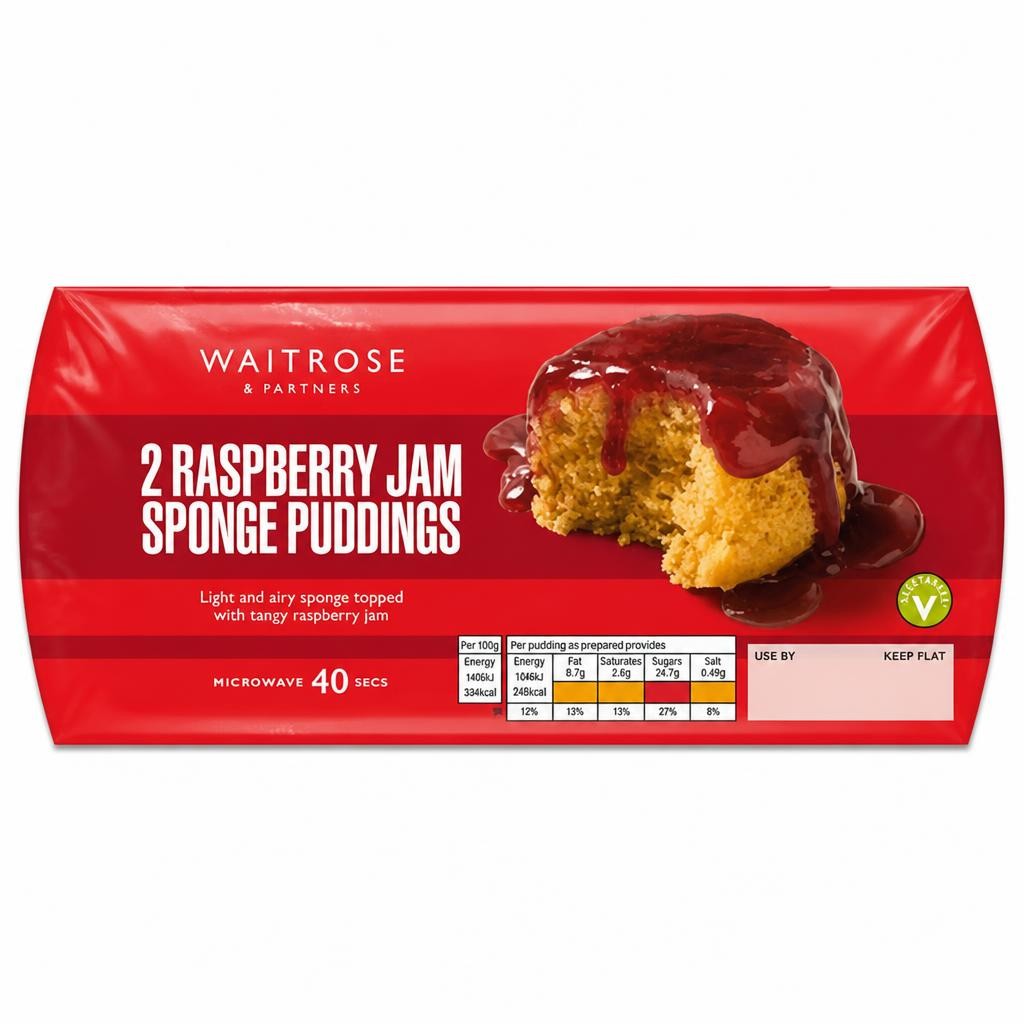 Waitrose 2 Raspberry Jam Sponge Puddings