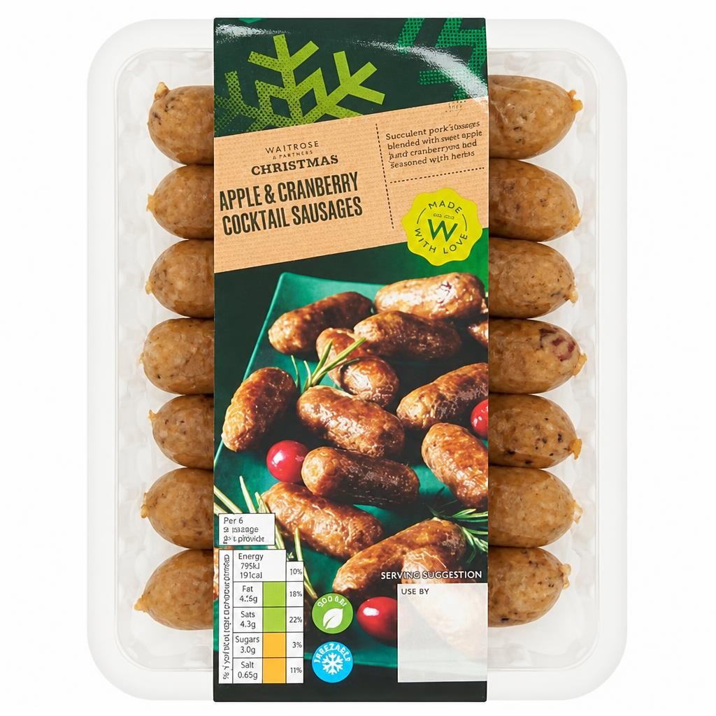 Waitrose PlantLiving Apple & Cranberry Cocktail Sausages