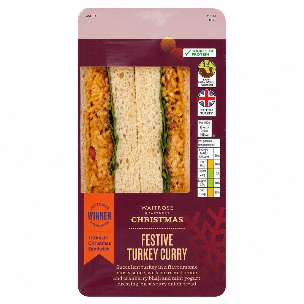 Waitrose Christmas Festive Turkey Curry Sandwich