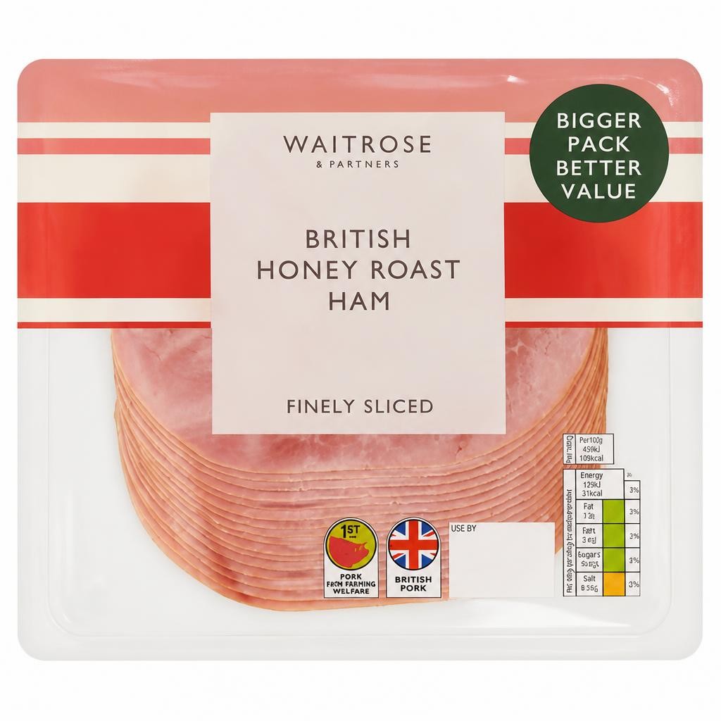 Waitrose British Honey Roast Ham Finely Sliced