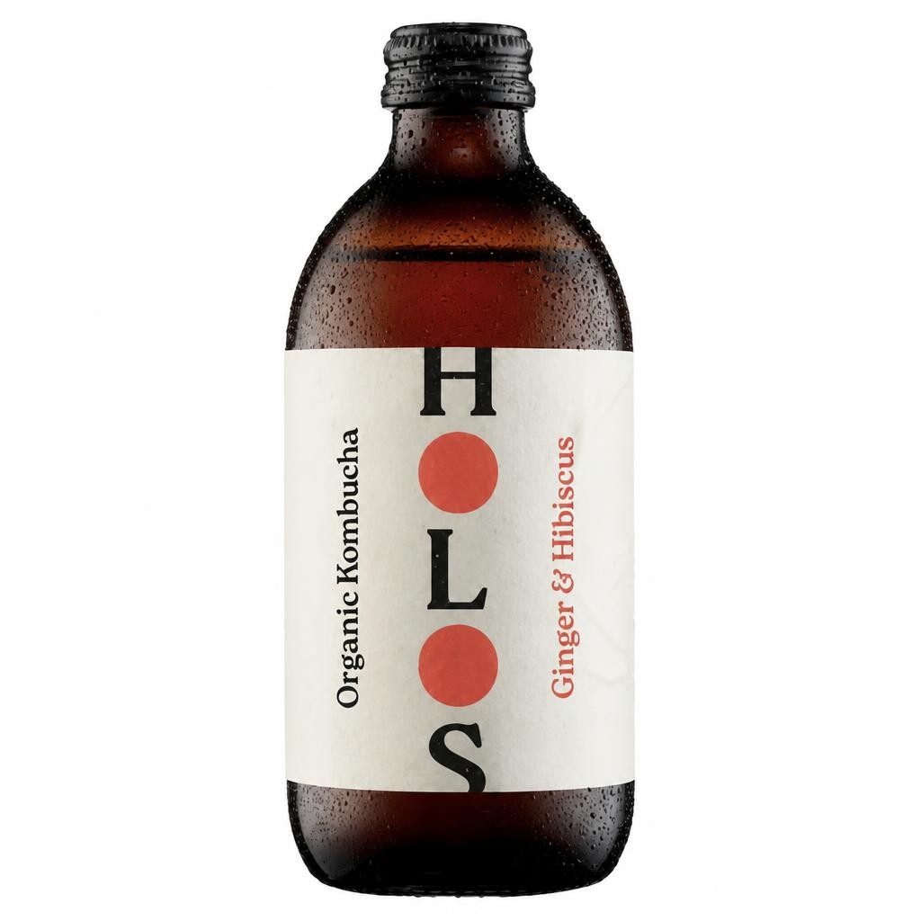 HOLOS Ginger & Hibiscus Organic Kombucha
