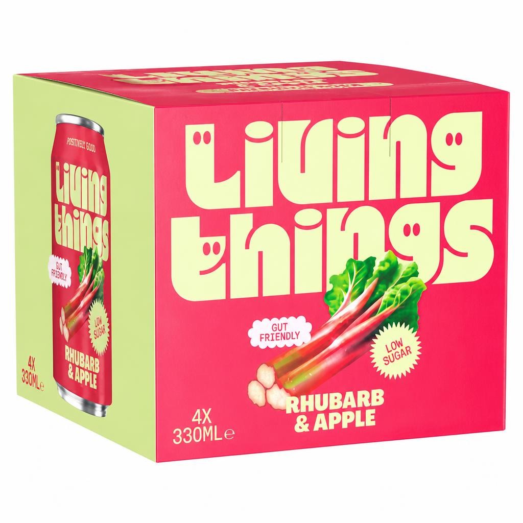 Living Things Rhubarb & Apple Prebiotic Soda Cans