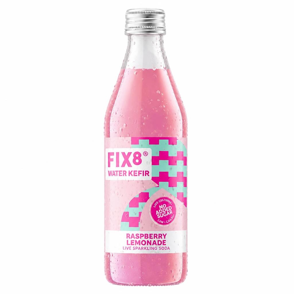 FIX8 Water Kefir Raspberry Lemonade Live Sparkling Soda