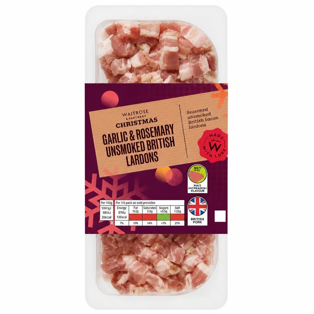 Waitrose Christmas Garlic & Rosemary Unsmoked Lardons